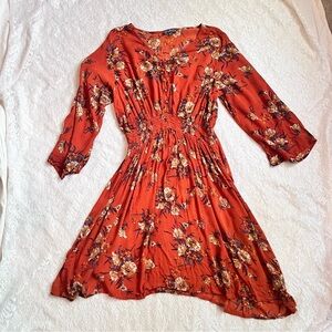 J. Glee fall floral smocked waist dress